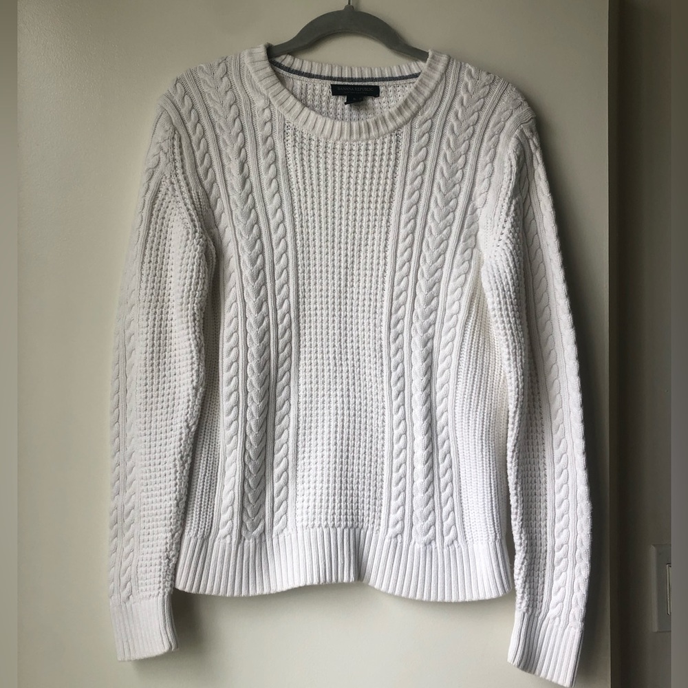 Banana Republic Fisherman’s Sweater White